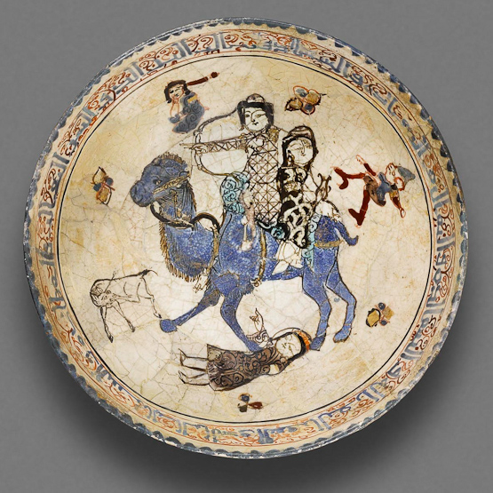 No. 16 Bowl showing Bahram Gur hunting with Azadeh