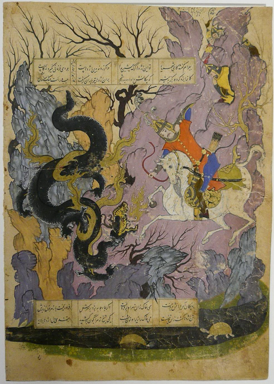 No. 68 and No. 69 Bahram Gur slays lions (No. 68) and a dragon (No. 69)